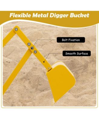 Kids Metal Sand Digger Ride On Toy Excavator with 360° Swivel Seat