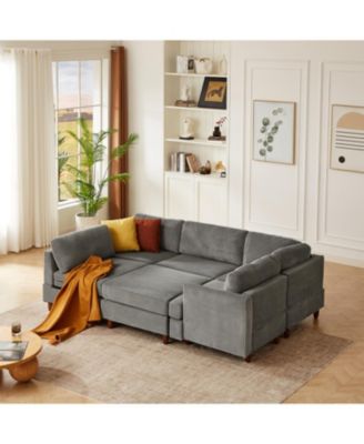 Corduroy 6-Seater Modular Sectional Sofa