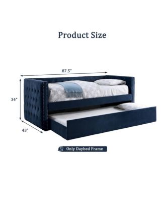 Navy Flannelette Upholstered Twin Daybed with Trundle