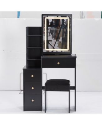 Streamdale Compact Bedside Vanity Table with LED Mirror