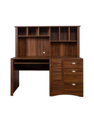 2-tier  Home Office Computer Desk with Hutch, Antiqued finish