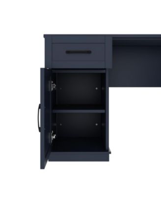  2-in-1 L-Shaped Desk w/ Cabinets, Drawers, Shelves & Power Outlet - Antique