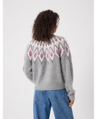 Women's Brushed Fair Isle Mohair Blend Sweater