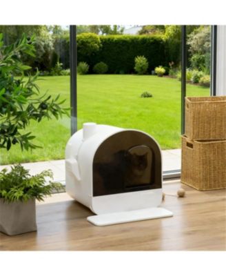 Pure White Cat Litter Box with Lid Scoop and Filter A Clean Look for a Fresher Home