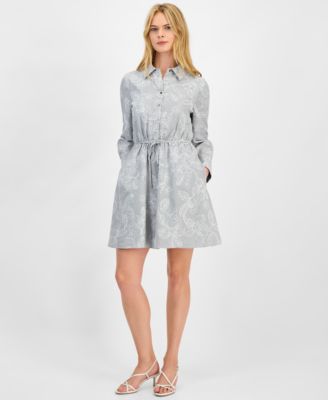 Women's Floral Stripe Shirtdress