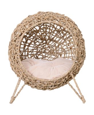 20.5 Inch Beige Woven Banana Leaf Elevated Cat Bed