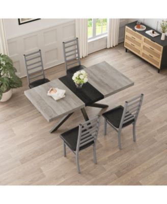 Set of 4 Modern Metal Dining Chairs with PU Leather Seats