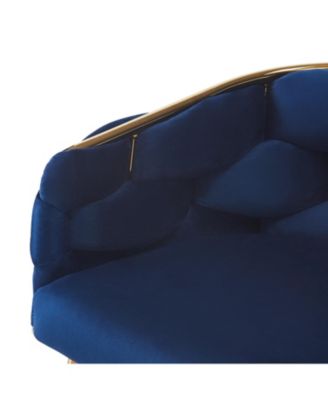 Set of 2 Modern Counter Stools, 28", Dark Blue with Iron Frame and Soft Cushion