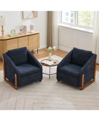 Elegant Modern Chenille Armchair with Wooden Frame and Cushioned Comfort