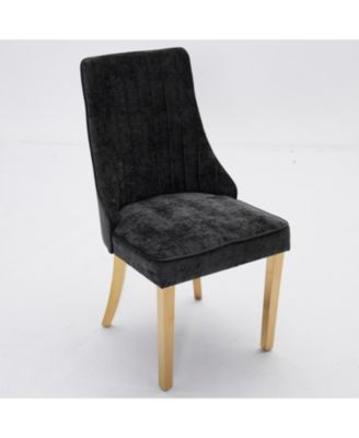 Chenille Dining Chairs Set of 2 Black