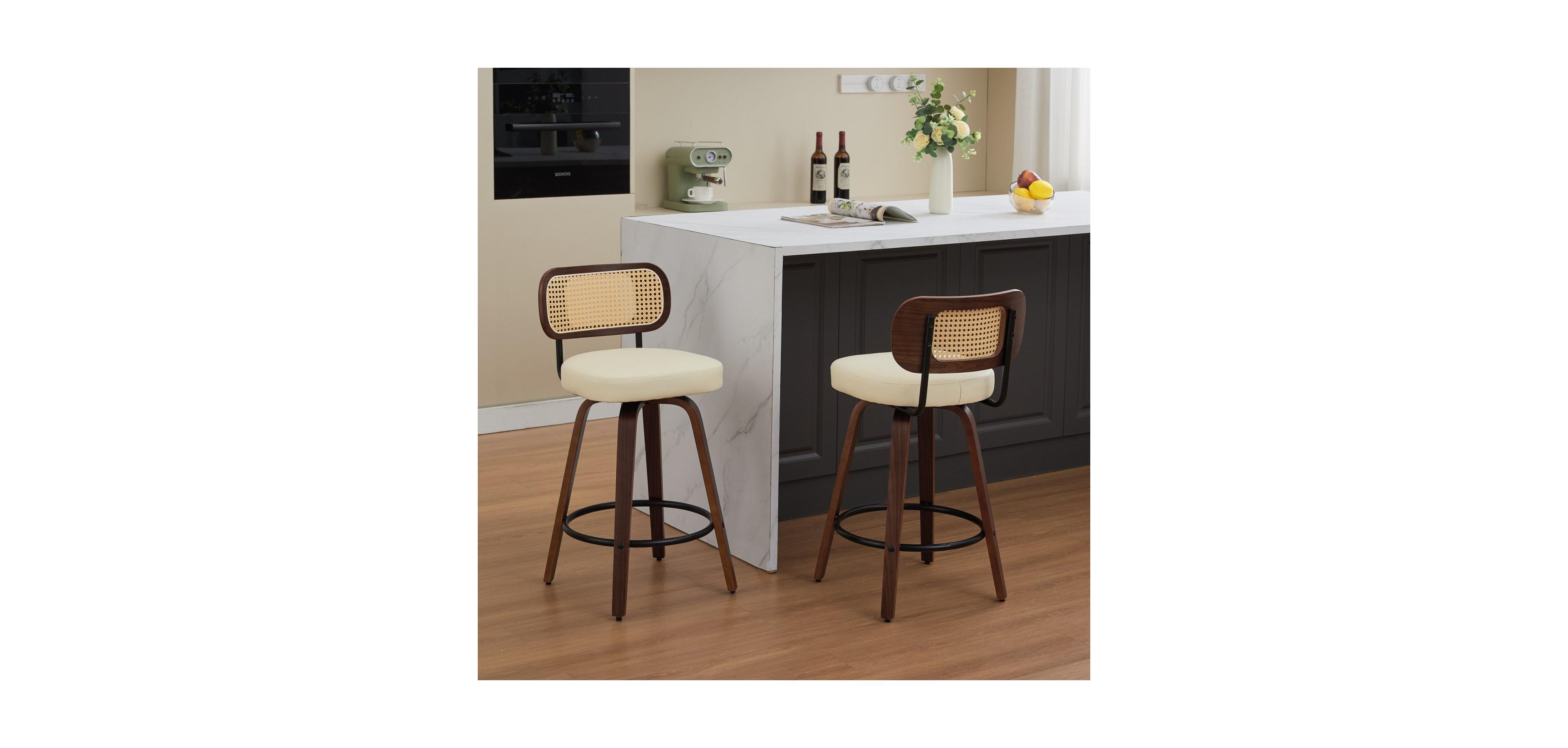 Streamdale Furniture Rattan Counter Height Swivel Bar Stools (Set of 2