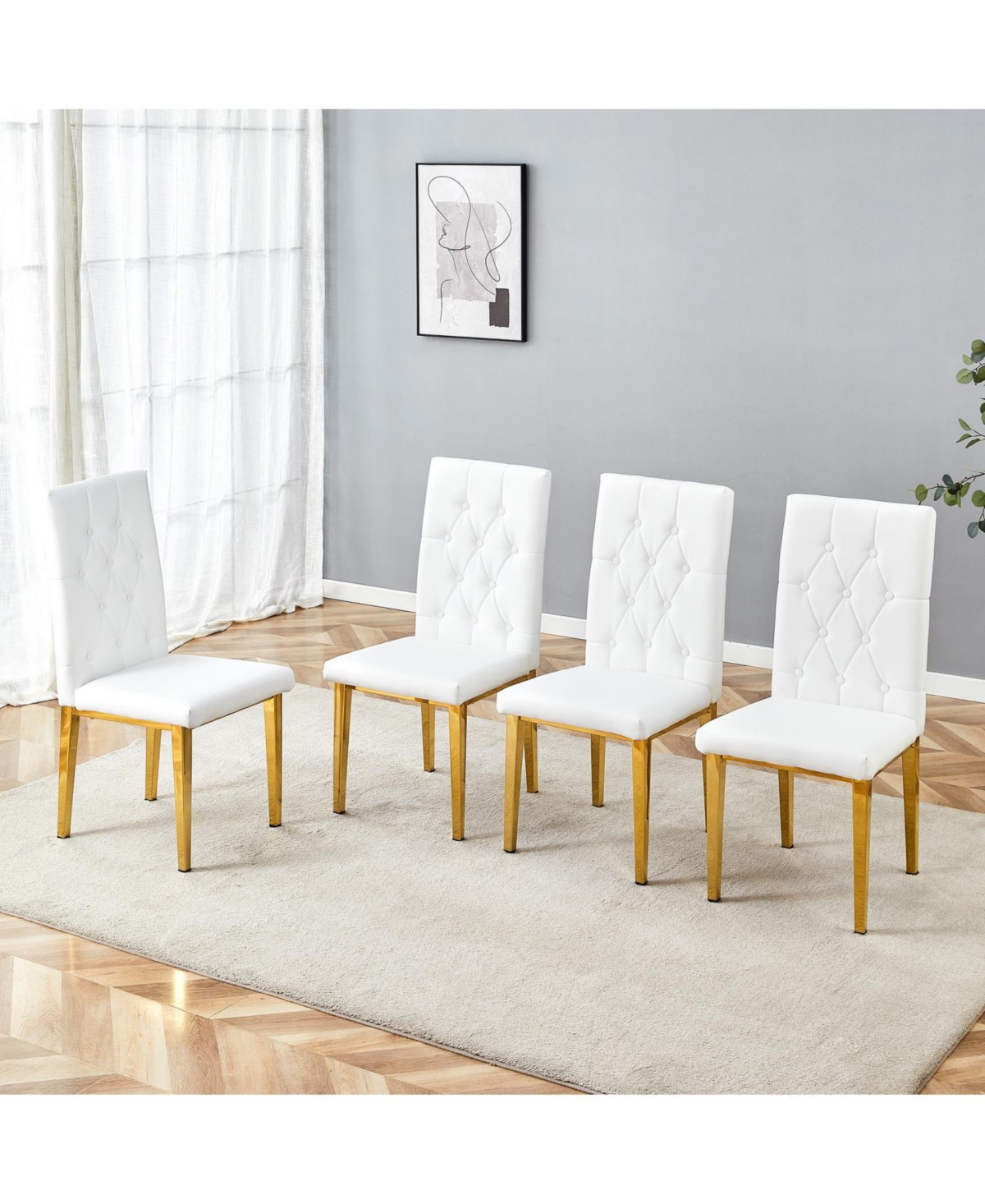 Streamdale Furniture White Armless Dining Chairs (4-Piece Set)