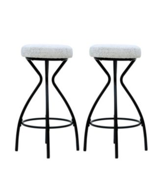 29" Floral Counter Stools - Black & White (Set of 2)