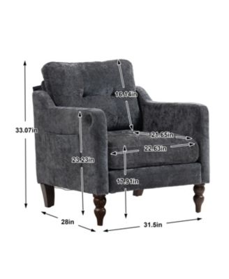 Accent Chenille Chair w/ USB Ergonomic Back Storage