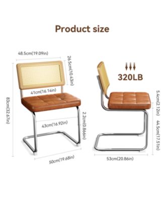 Rattan Dining Chairs Faux Leather Brown (Set of 2)