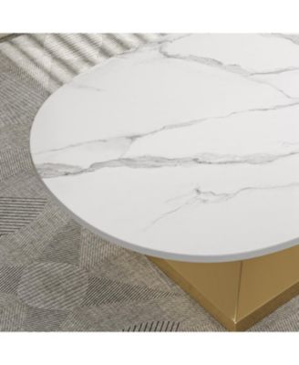 Sintered Stone Coffee Table with Stainless Steel Base