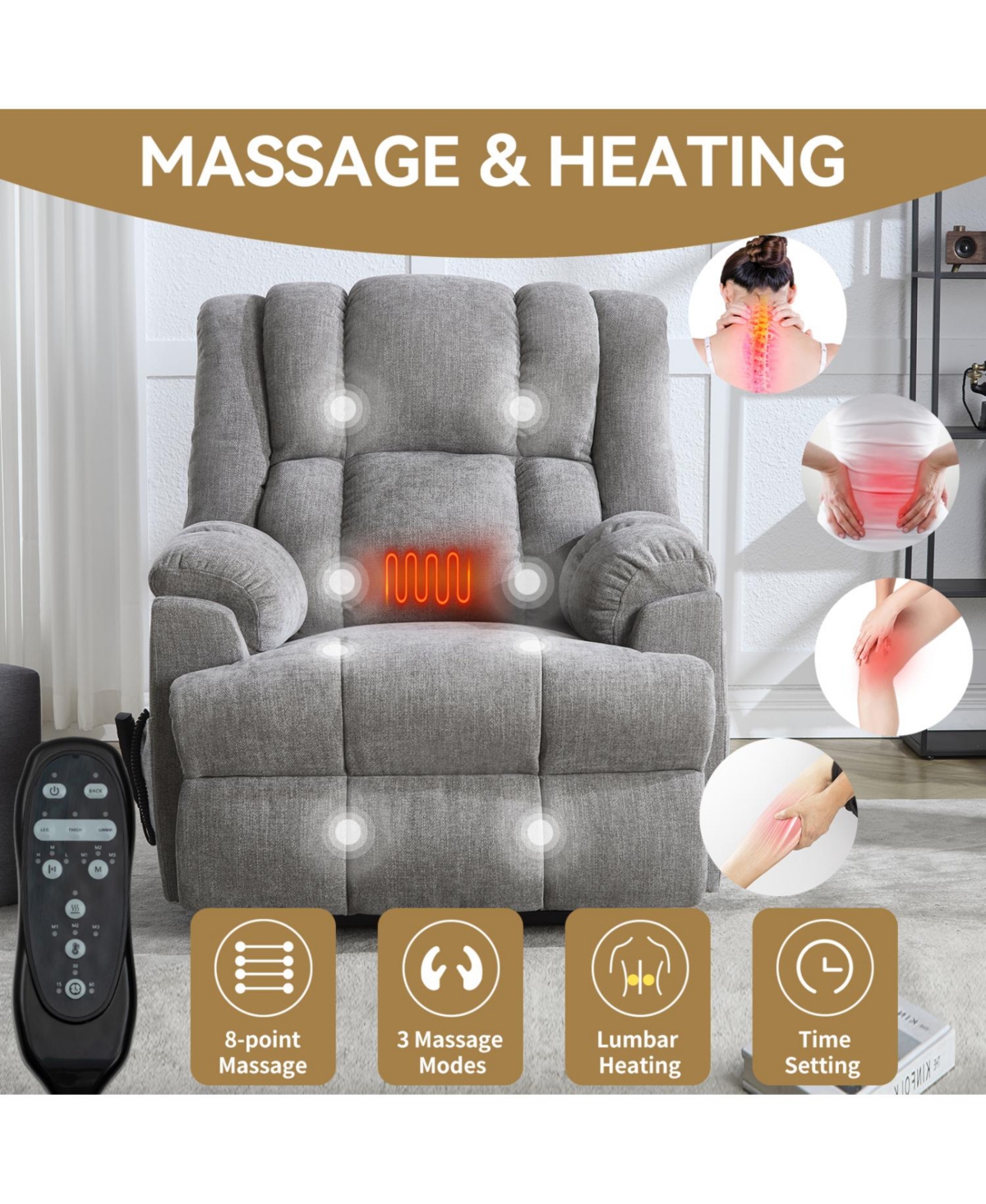 Streamdale Furniture Power Lift Recliner with Heat & Massage