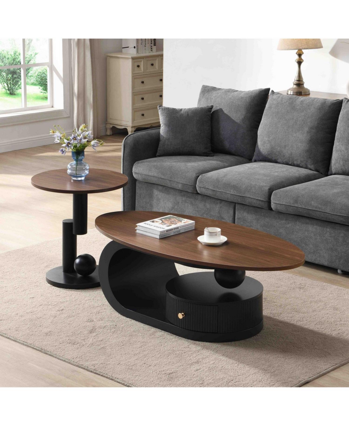 Streamdale Furniture Nesting Coffee Table Set of 2 Black