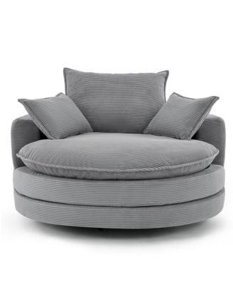 Swivel Barrel Chair with Pillows