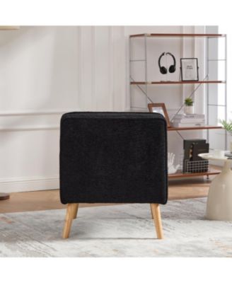 Modern Upholstered Accent Chair, Chenille, Black