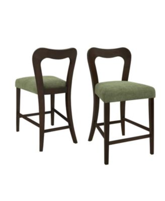 Streamdale Counter Stool Without Arm(dark brown+green) Set of 2