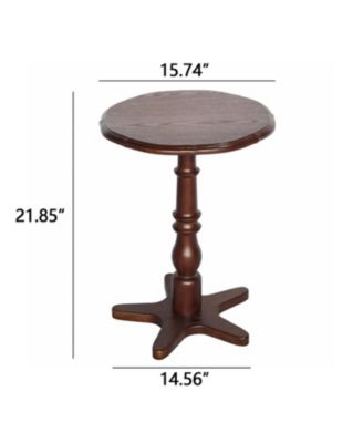 Round End Table - Wooden Pedestal, Vintage Accent (Walnut