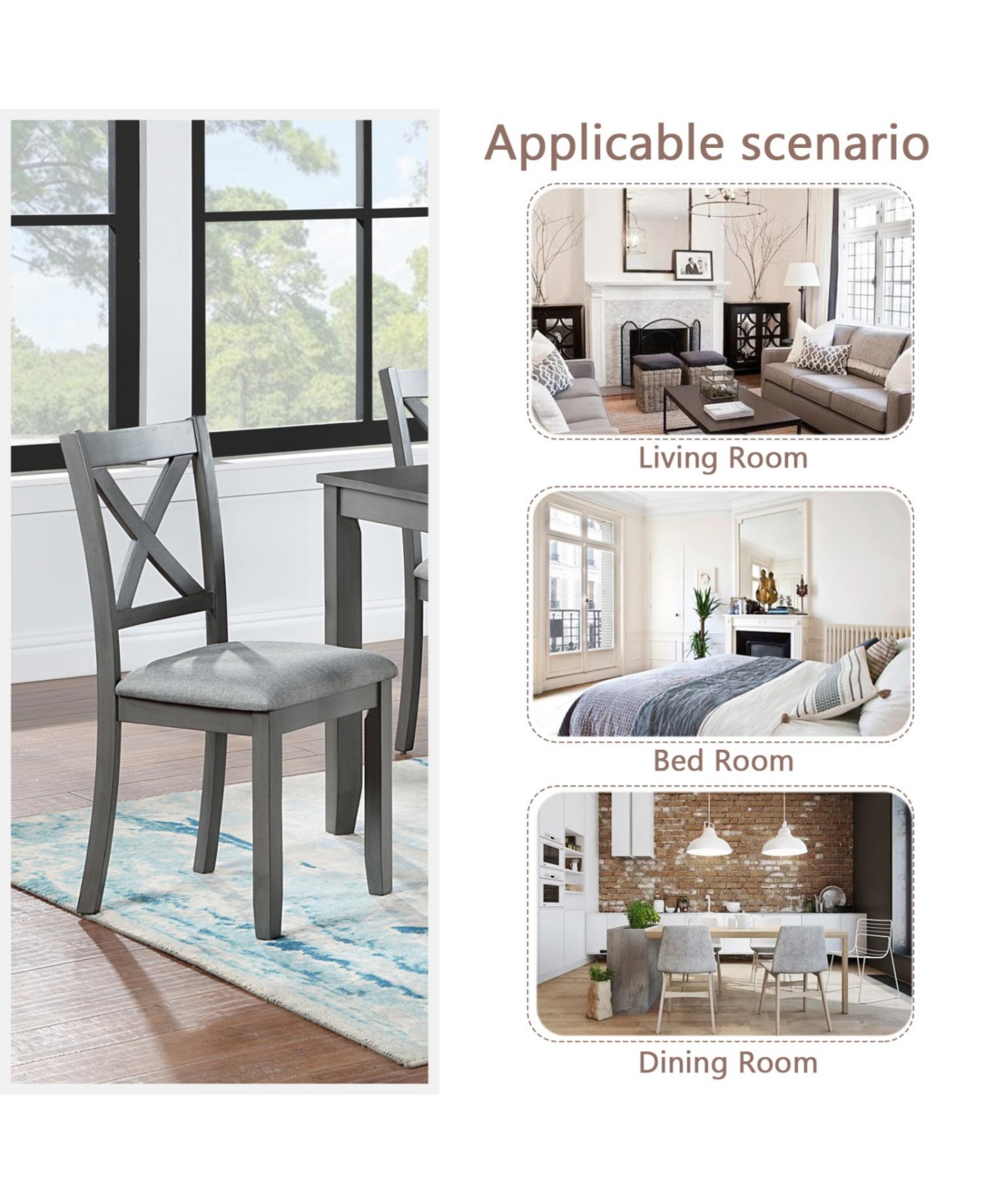 Streamdale Furniture Streamdale Dining Chairs Set of 4, Padded Seat