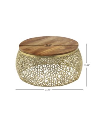 Aluminium coffee table with Mango wooden top