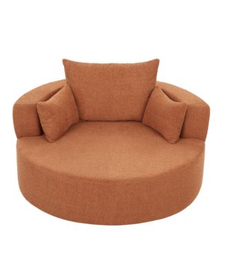 Streamdale Swivel Barrel Accent Chair with Pillows - Orange Red