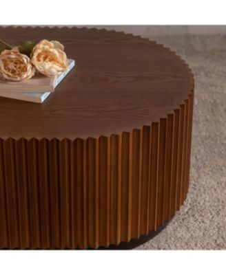 Streamdale Nesting Coffee Table Set - Wave Stripe Edge, Modern Wooden Circle