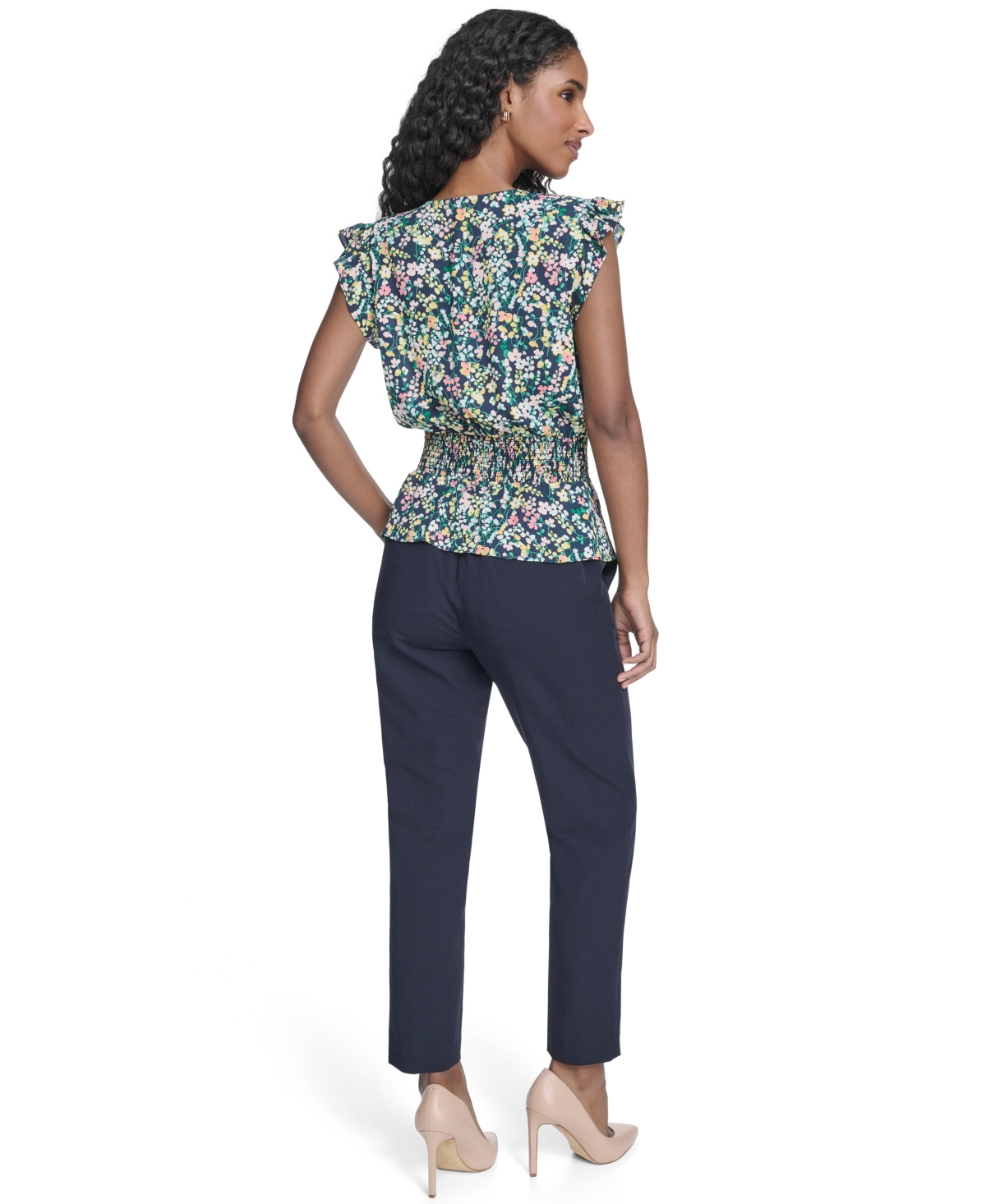 Tommy Hilfiger Women's Floral Smocked Peplum Top