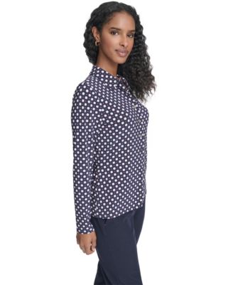 Women's Double Dot Long-Sleeve Button Down Shirt