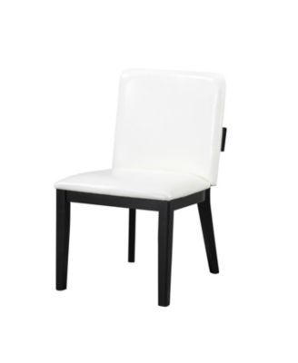 Wood & White Leather Dining Chairs