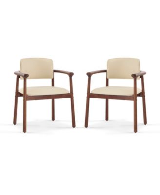 2-Pack Dining Chairs, Rubber Wood, PU Foam Seat