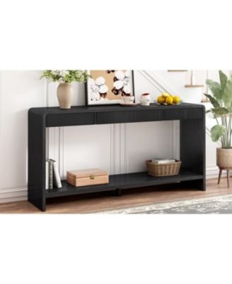 Streamdale Modern 3-Drawer Console Table - Slat Design