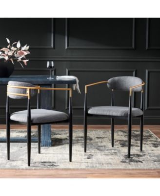 Modern Gold Accent Upholstered Dining Chairs (Set of 2)