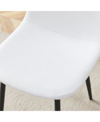Luxury White Linen Dining Chairs (Set of 4) - Black Metal Legs