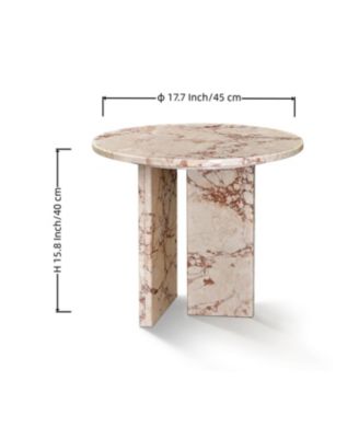 Pink Marble Coffee Table - Small, Natural Stone, 17.7 Inch