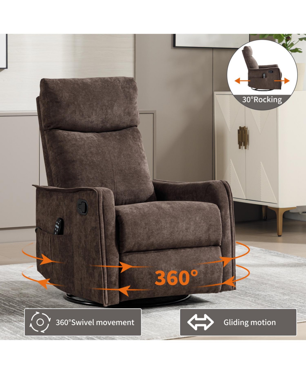Streamdale Furniture + 1 Pc. + Fabric + Heat Massage