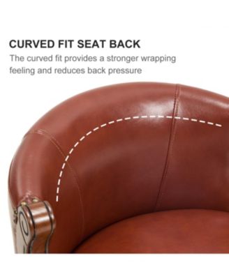 Cow Leather Adjustable Swivel Bar Stool - Brown