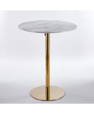 31.5" Golden & White Tulip Bar Table - Round MDF Top
