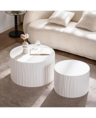  Nesting Coffee Table Set - Round Wood Modern Accent Tables