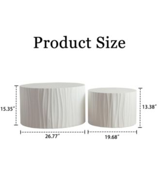  Nesting Coffee Table Set - Round Wood Modern Accent Tables