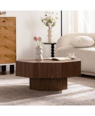 30.5" Walnut Octagon Coffee Table - Living Room/Office