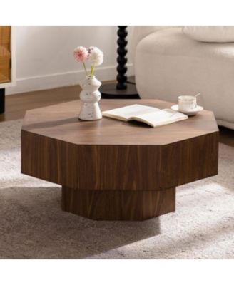 30.5" Walnut Octagon Coffee Table - Living Room/Office
