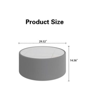 Light Marble Top Leather Coffee Table