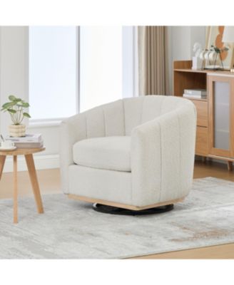  Chenille Swivel Barrel Chair, Tufted Pumpkin Armchair