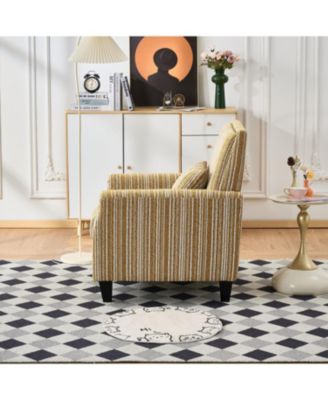 Streamdale Yellow Striped Accent Chair with Nailhead Trim