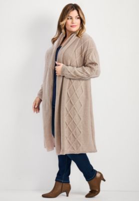Women's Plus Size Paris Longline Cable Cardi