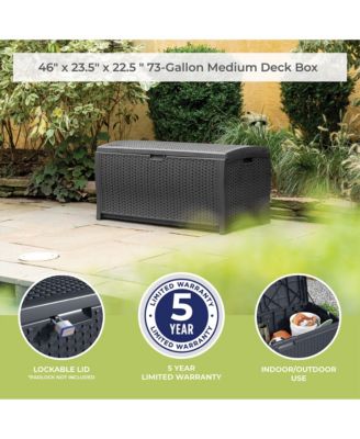 73 Gallon Resin Wicker Outdoor Patio Storage Deck Box, Cyberspace